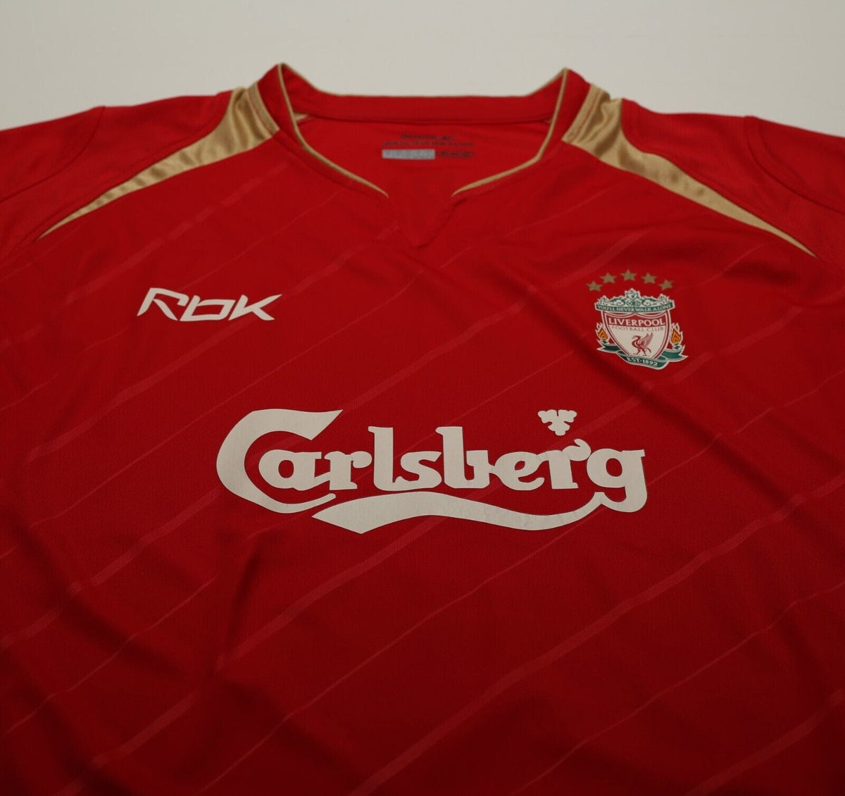 2005/06 GERRARD #8 Liverpool Vintage Reebok UCL Home Football Shirt (XL)