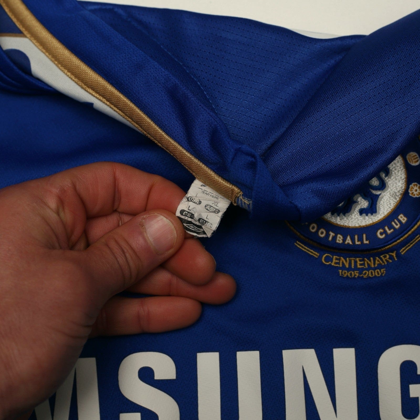 2005/06 Lampard #8 Chelsea Vintage Umbro Centenary UCL Home Football Shirt (L)