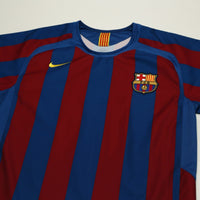 2005/06 Ronaldinho #10 Barcelona Vintage Nike Home Football Shirt (M)