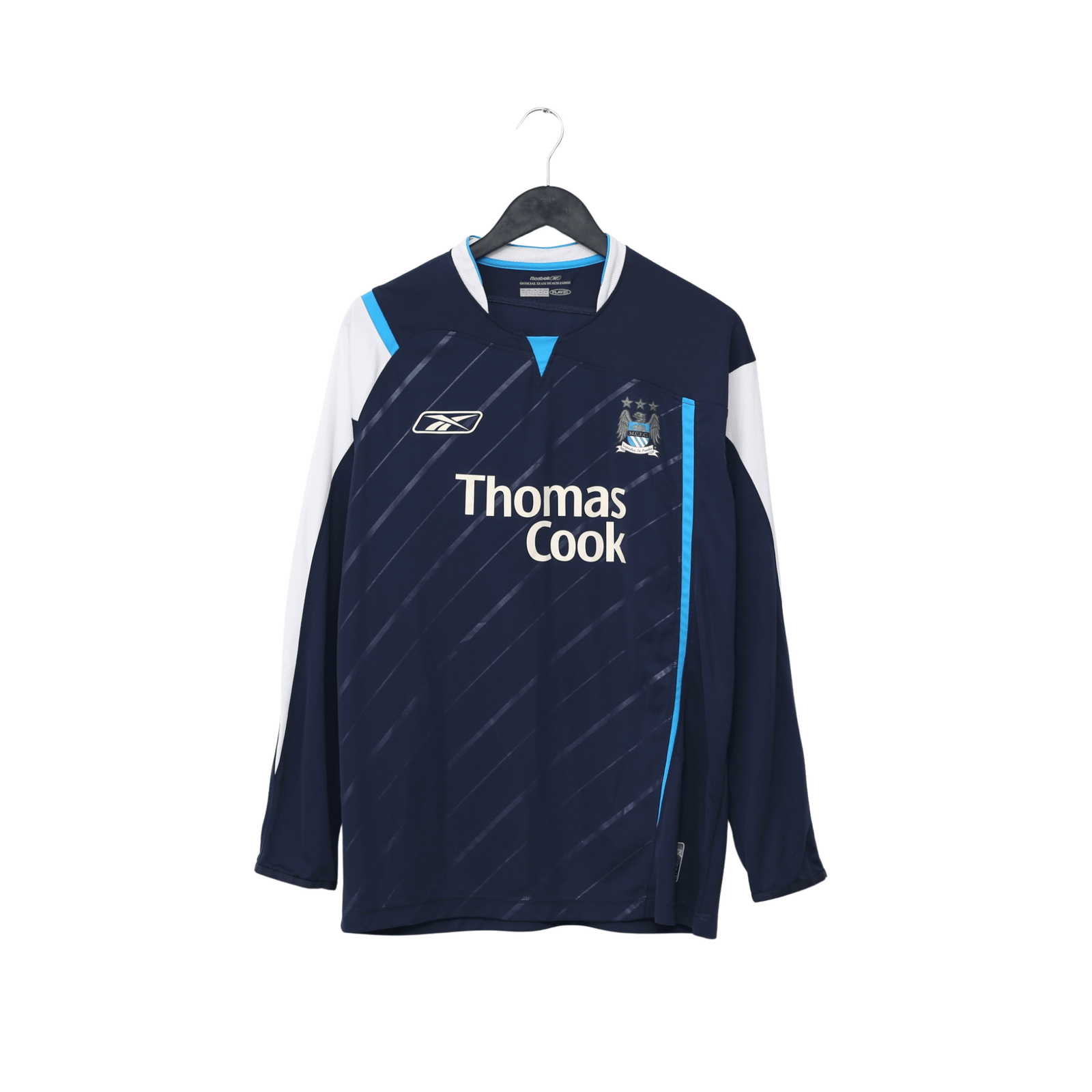 2005/06 Sun Ji Hai #17 Manchester City Vintage Reebok Away LS Football Shirt (M)