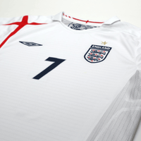 2005/07 Beckham #7 England Vintage Umbro Home Football Shirt (L) WC 2006