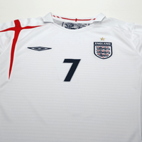 2005/07 Beckham #7 England Vintage Umbro Home Football Shirt (L) WC 2006