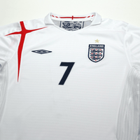2005/07 Beckham #7 England Vintage Umbro Home Football Shirt (L) WC 2006
