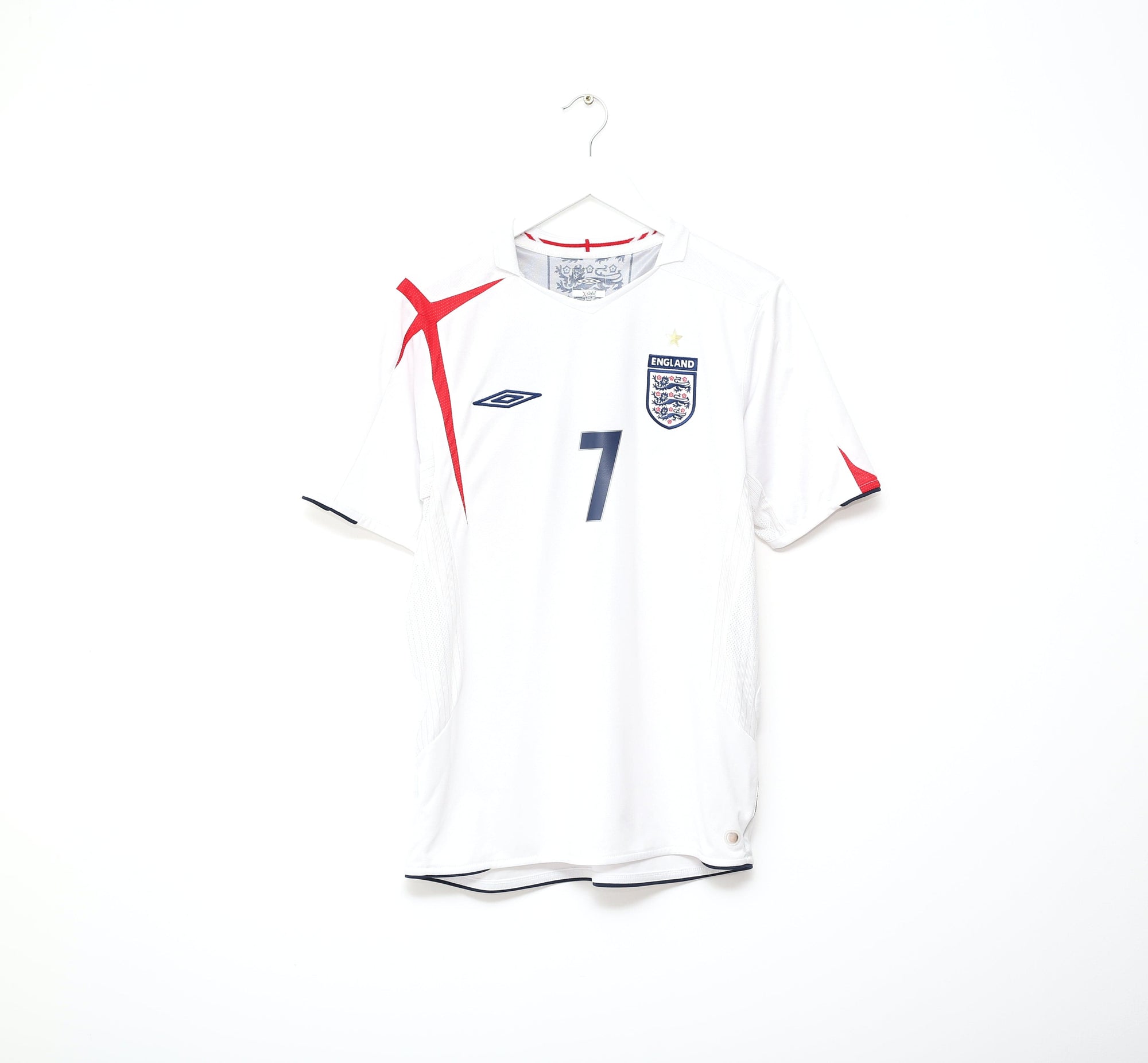 2005/07 BECKHAM #7 England Vintage Umbro Home Football Shirt (M) WC 2006