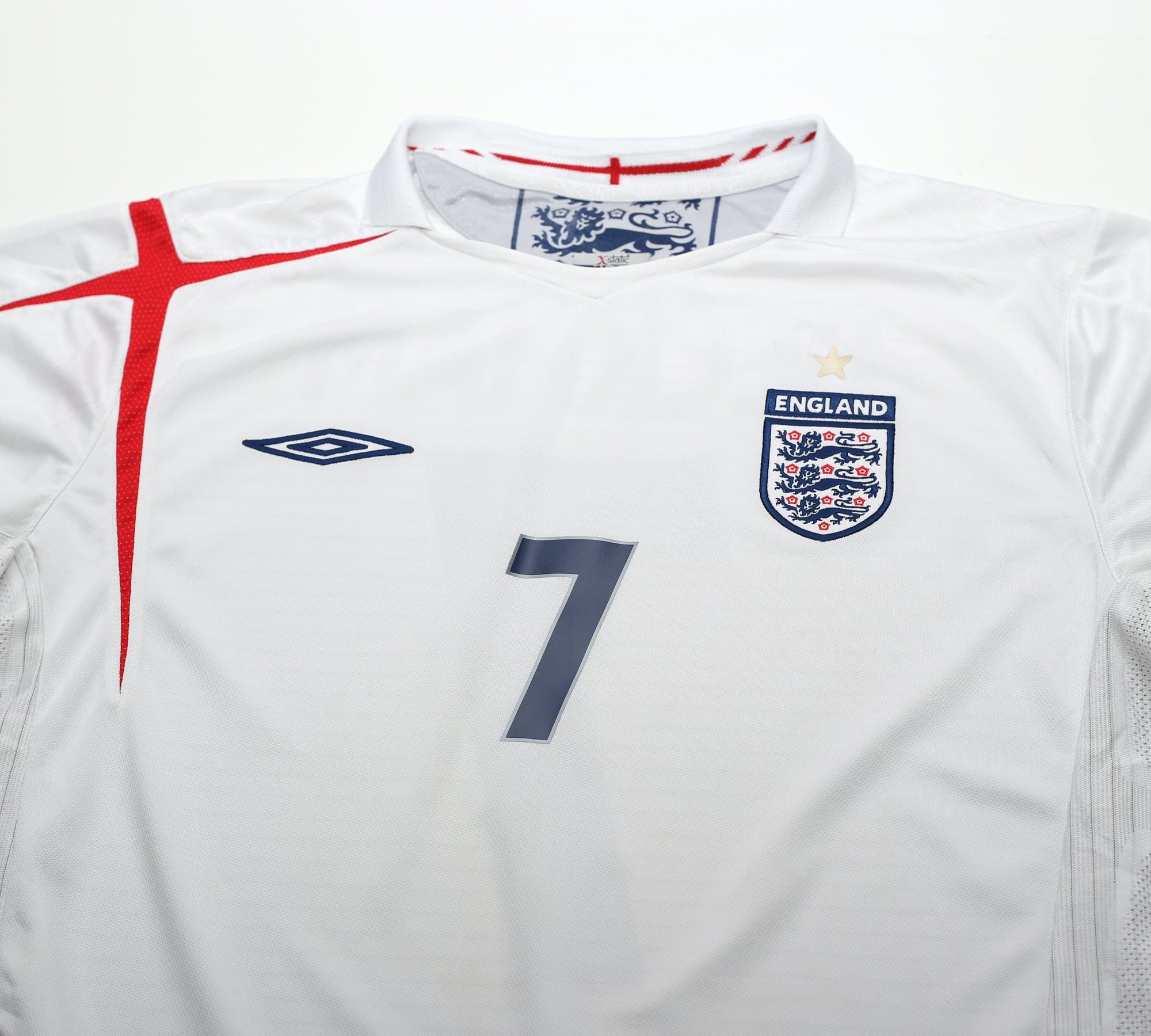 2005/07 BECKHAM #7 England Vintage Umbro Home Football Shirt (XL)