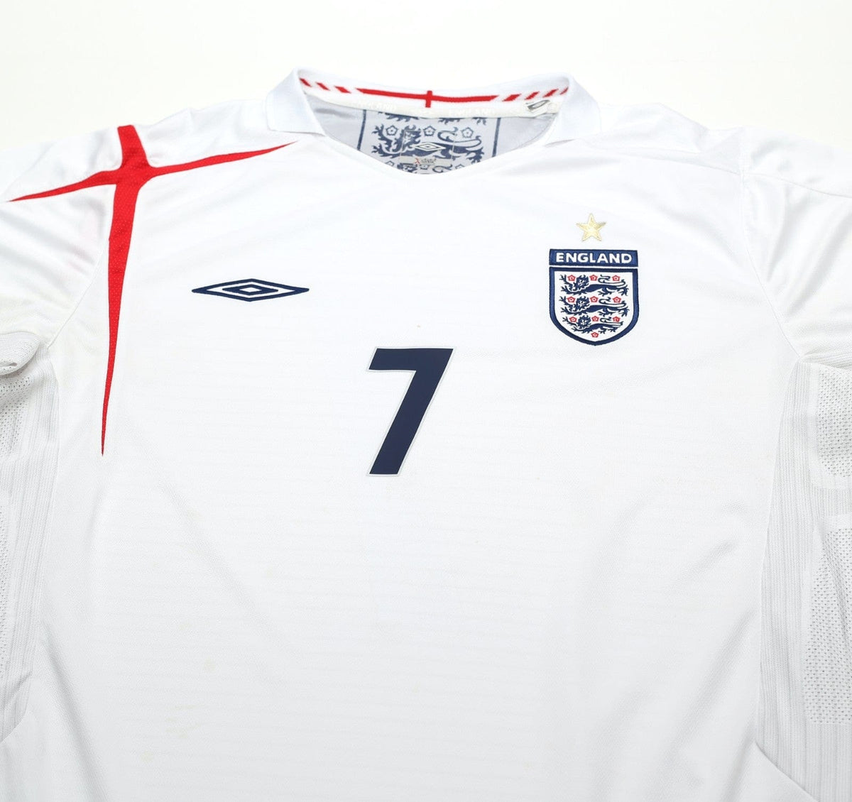 2005/07 BECKHAM #7 England Vintage Umbro Home Football Shirt (XL) WC 2006