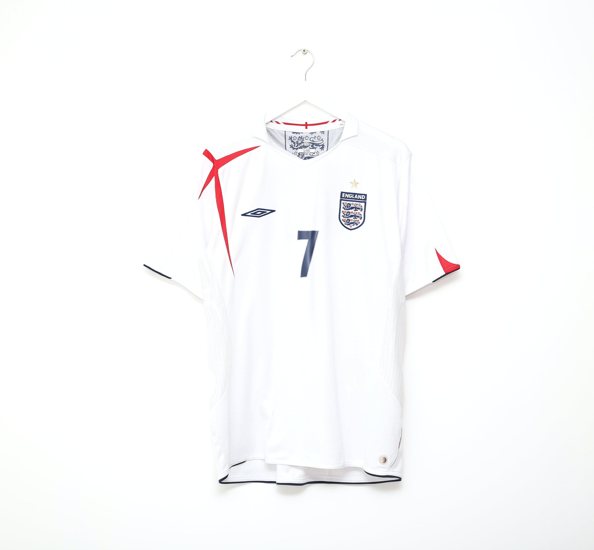 2005/07 BECKHAM #7 England Vintage Umbro Home Football Shirt (XL) WC 2006