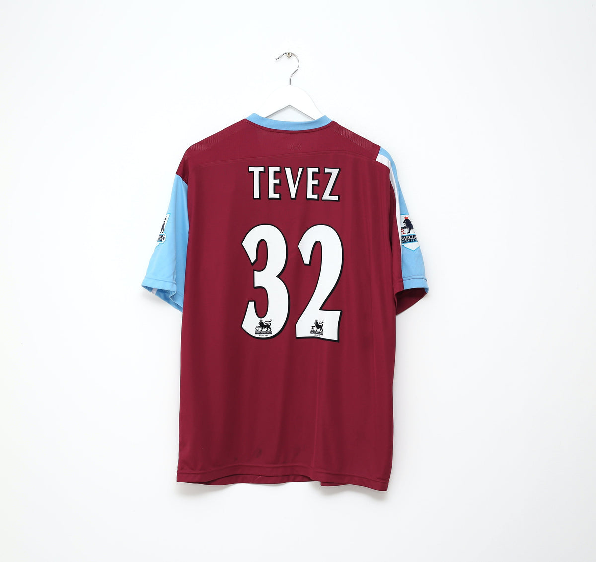 2005/07 TEVEZ #32 West Ham Vintage Reebok Football Shirt (L) SQUAD SIGNED