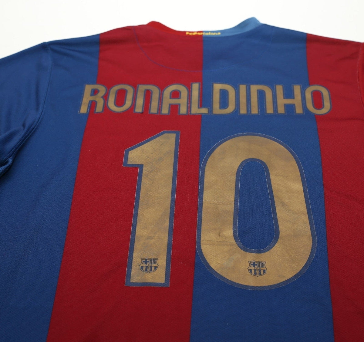 2006/07 RONALDINHO #10 Barcelona Vintage Nike Home Football Shirt (M)