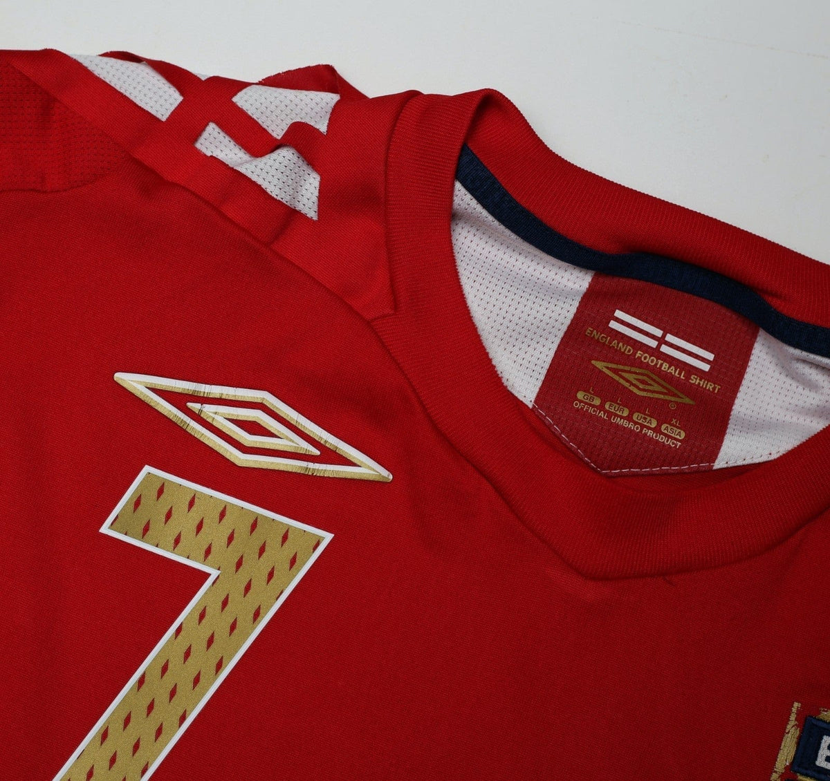 2006/08 BECKHAM #7 England Vintage Umbro Away Football Shirt (L)