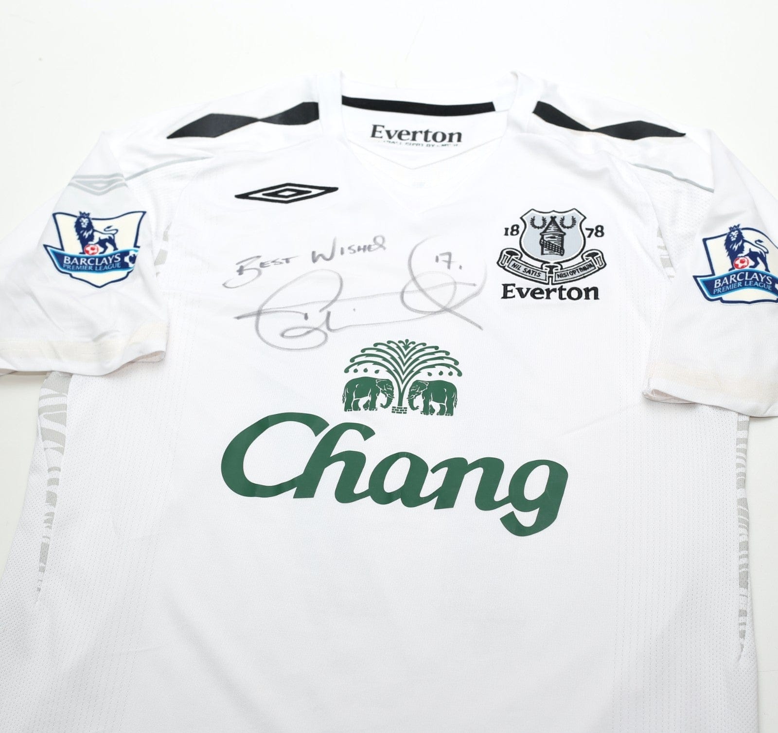 2007/08 CAHILL #17 Everton Vintage Umbro Away Football Shirt (S) SIGNED