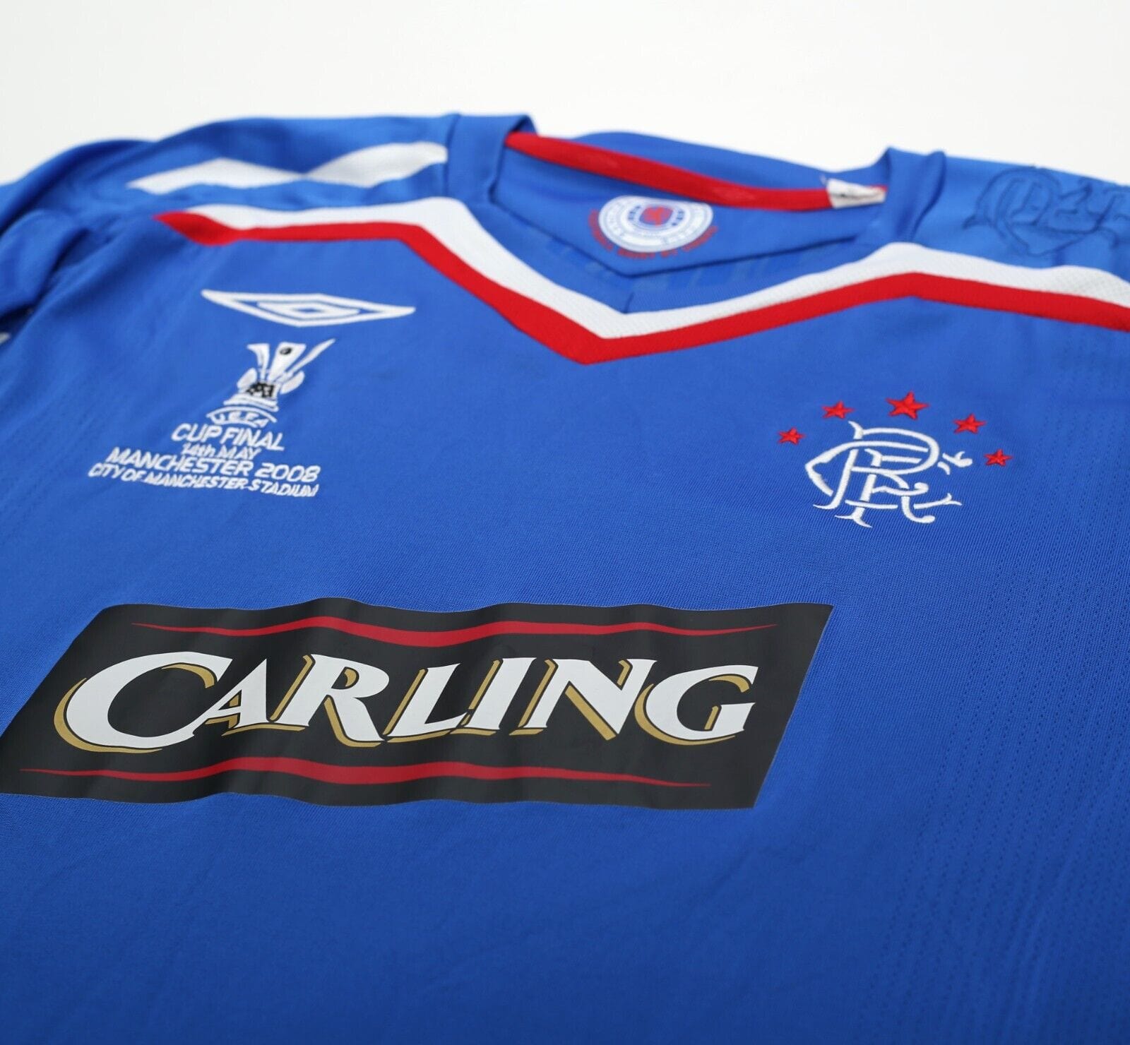 2007/08 FERGUSON #6 Rangers Vintage Umbro UEFA Cup Final Football Shirt (L/XL)