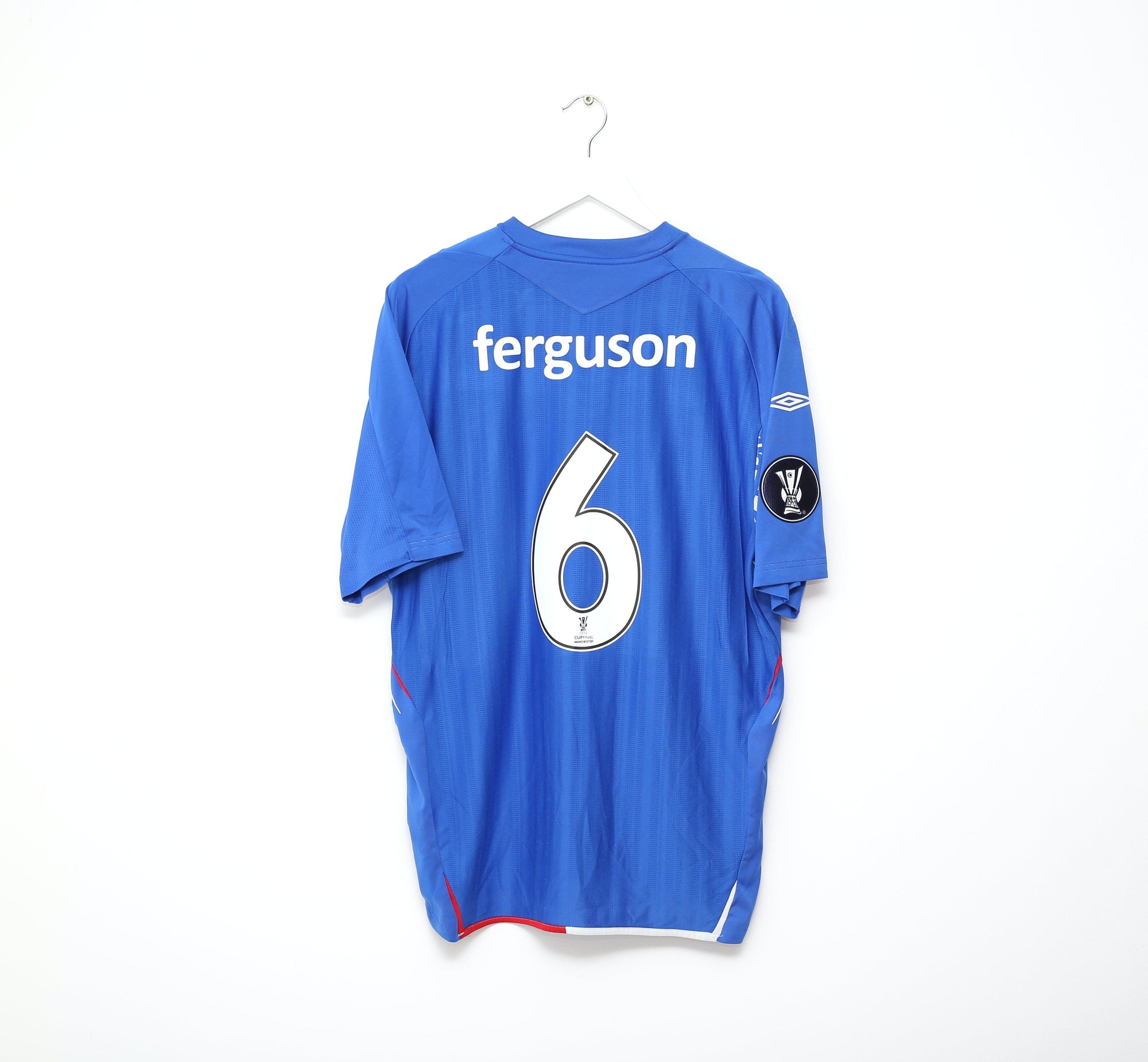 2007/08 FERGUSON #6 Rangers Vintage Umbro UEFA Cup Final Football Shirt (L/XL)