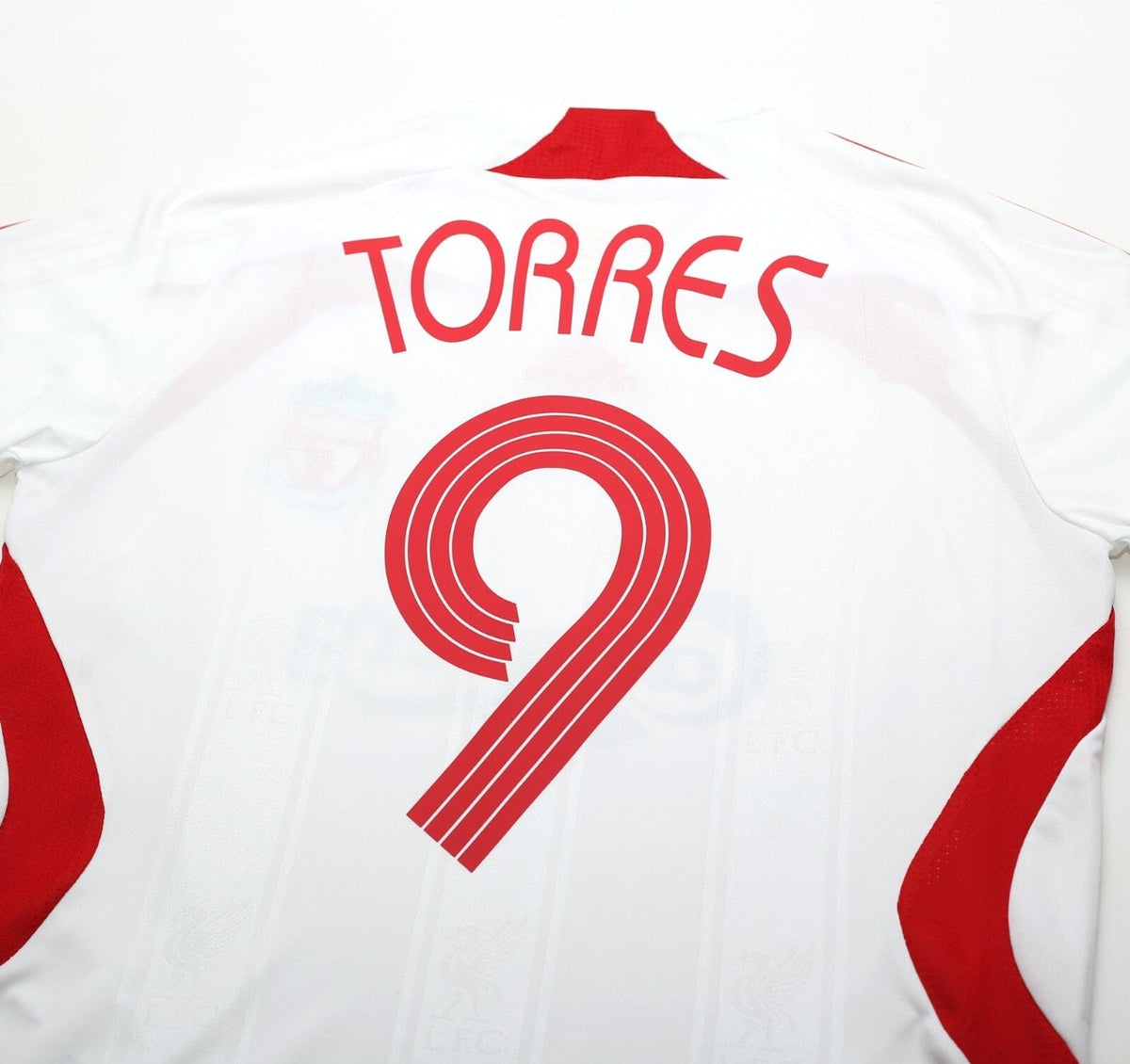 2007/08 TORRES #9 Liverpool Vintage adidas European Away Football Shirt (S)