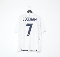 2007/09 BECKHAM #7 England Vintage Umbro Home Football Shirt (XL)