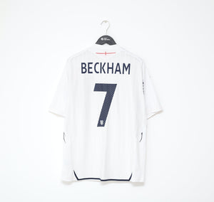 2007/09 BECKHAM #7 England Vintage Umbro Home Football Shirt (XL)