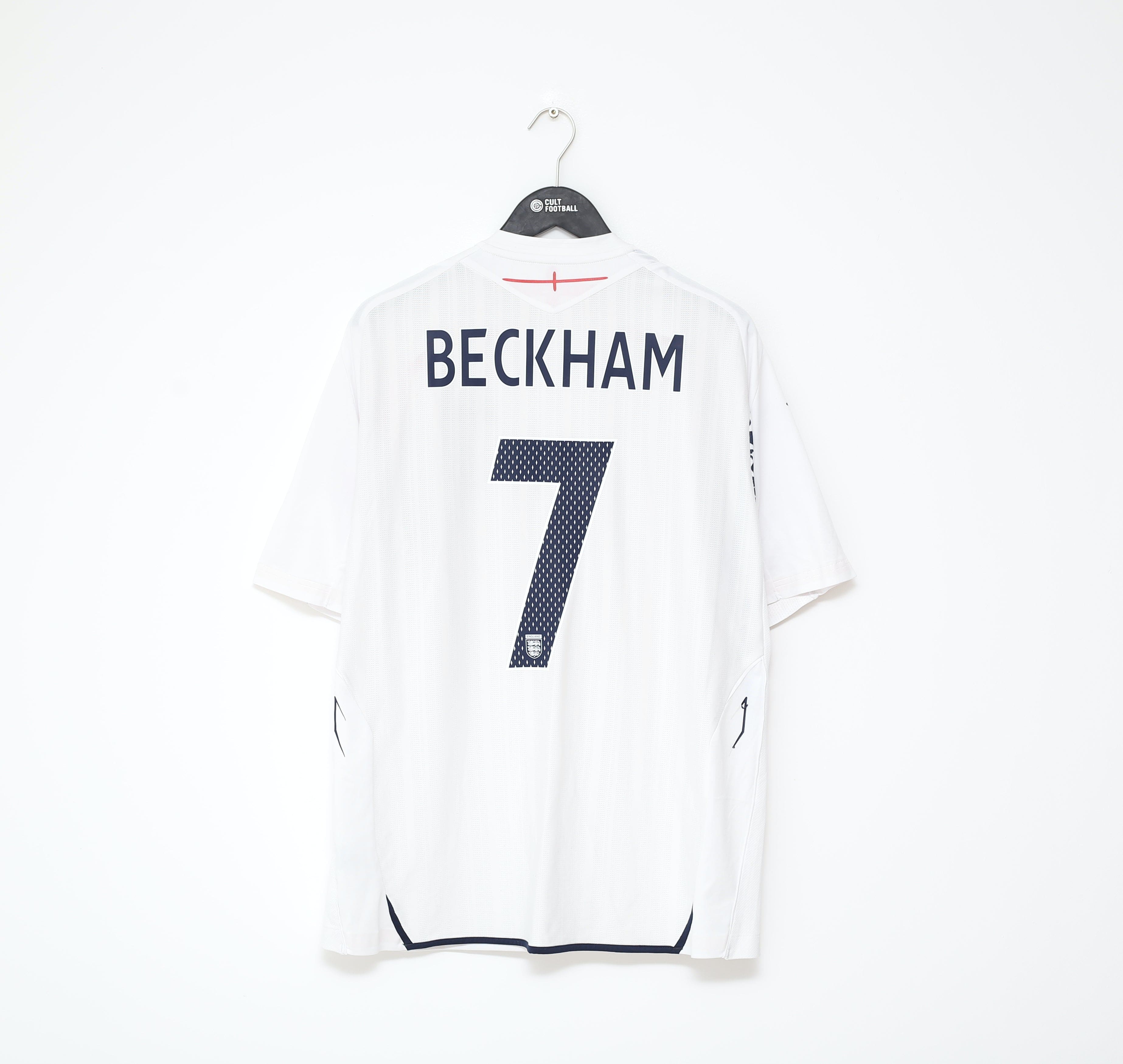2007/09 BECKHAM #7 England Vintage Umbro Home Football Shirt (XL)