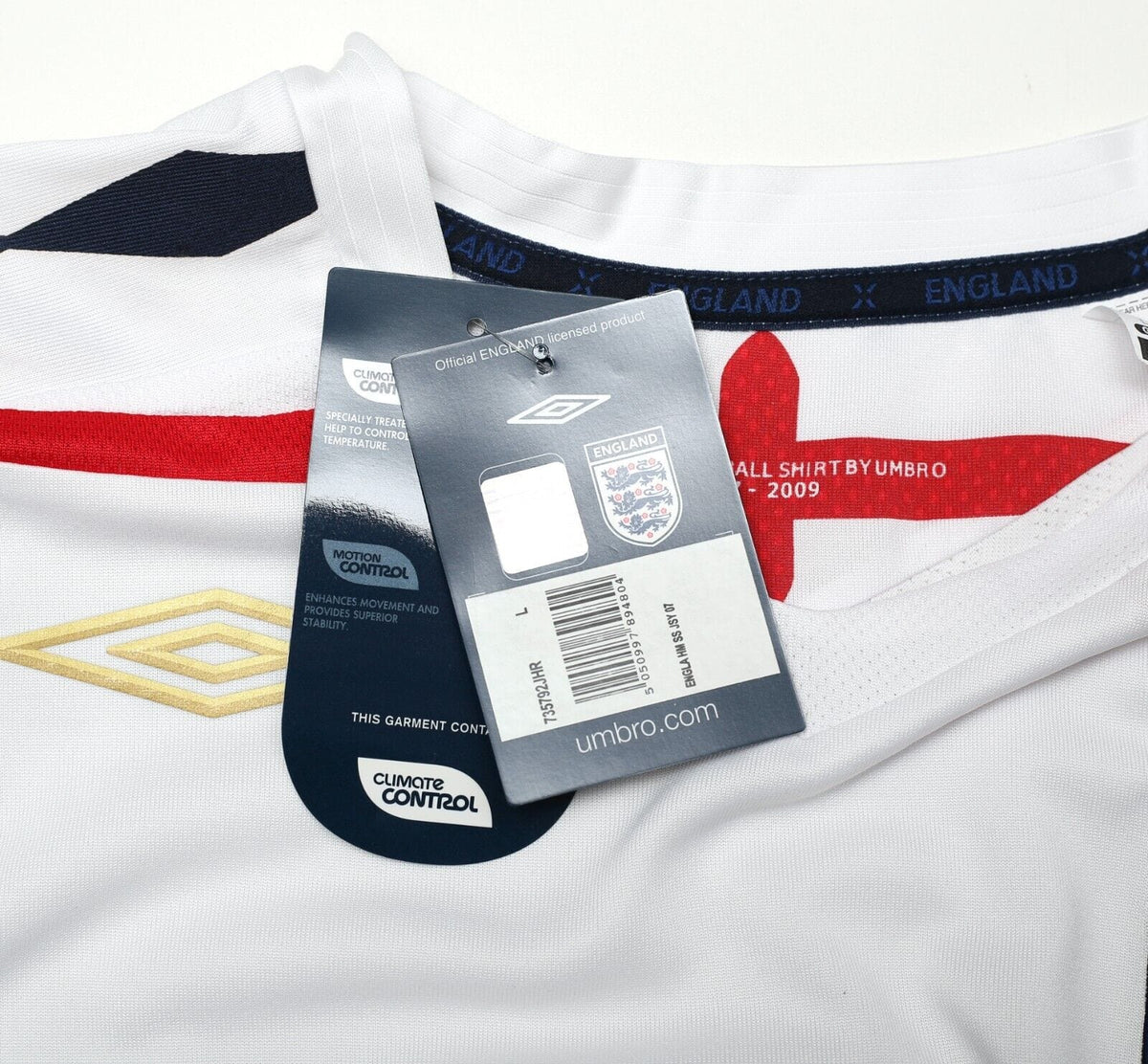 2007/09 ENGLAND Vintage Umbro Home Football Shirt Jersey (L) BNWT