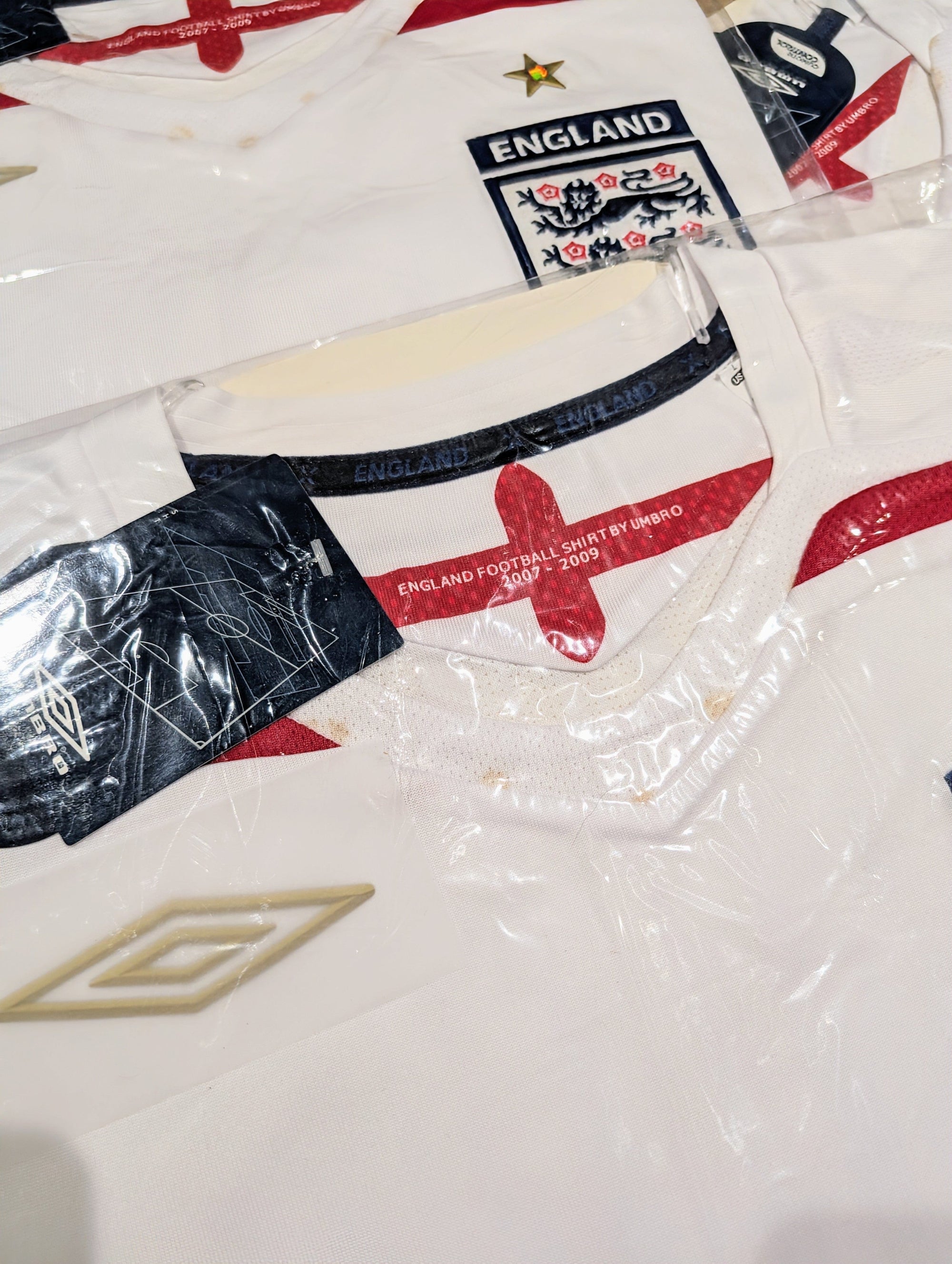 2007/09 ENGLAND Vintage Umbro Home Football Shirt Jersey (L) BNWT