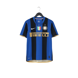 2008/09 ZANETTI #4 Inter Milan Vintage Nike Home Football Shirt (S)