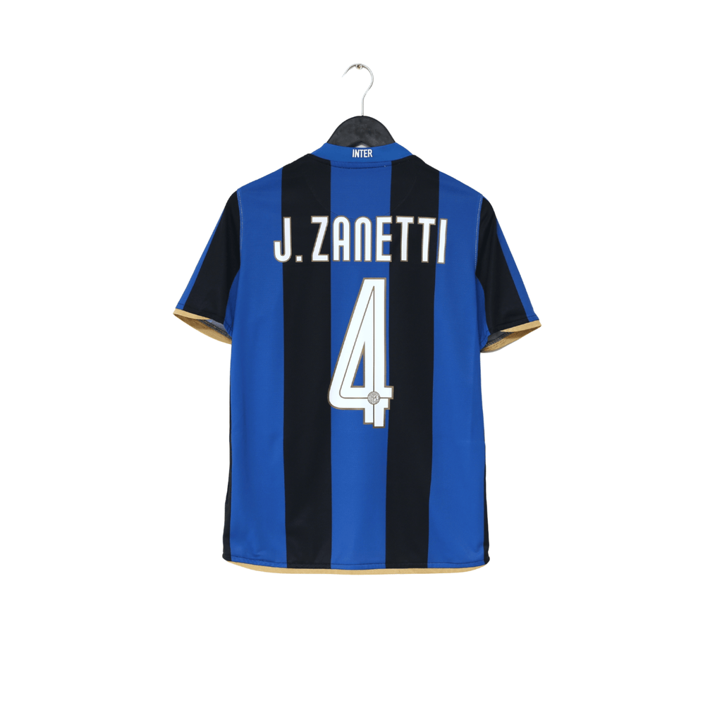 2008/09 ZANETTI #4 Inter Milan Vintage Nike Home Football Shirt (S)