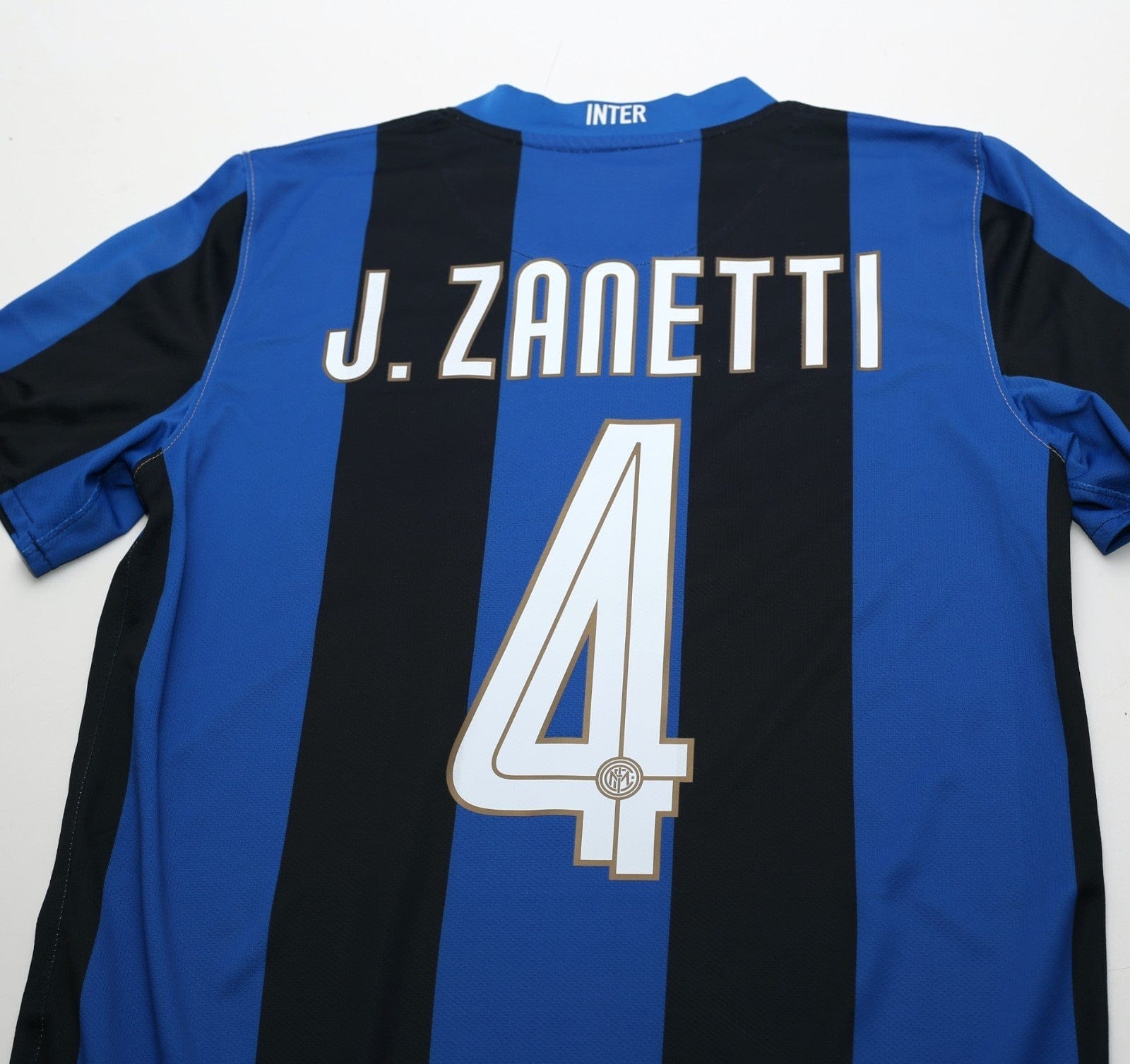 2008/09 ZANETTI #4 Inter Milan Vintage Nike Home Football Shirt (S)