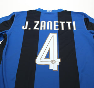 2008/09 ZANETTI #4 Inter Milan Vintage Nike Home Football Shirt (S)