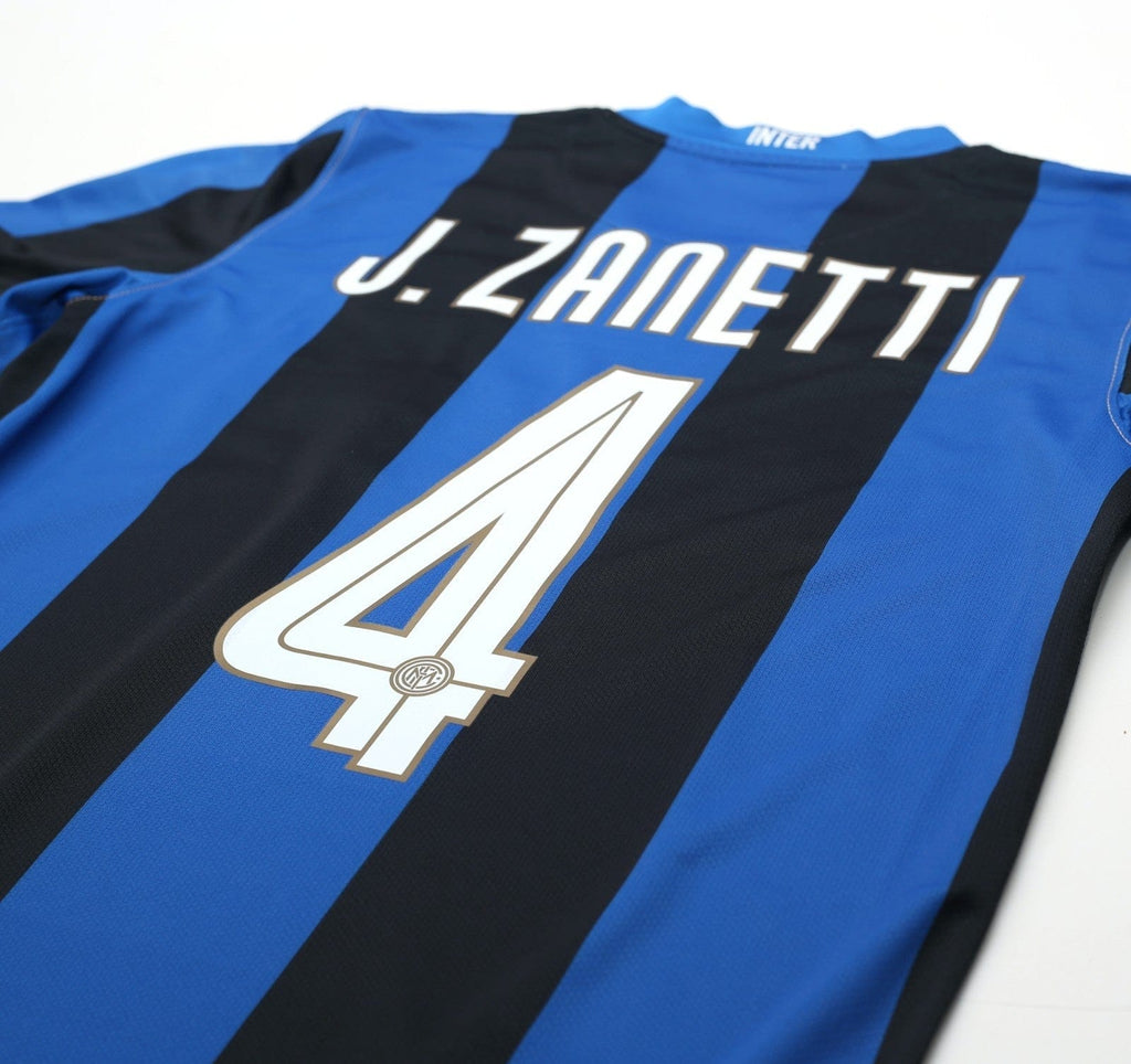 2008/09 ZANETTI #4 Inter Milan Vintage Nike Home Football Shirt (S)