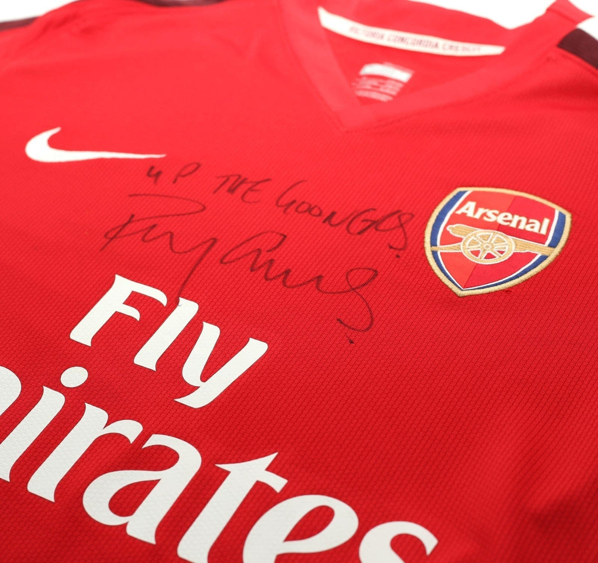 2008/10 ARSENAL Vintage Nike Home Football Shirt (M) SIGNED Perry Groves