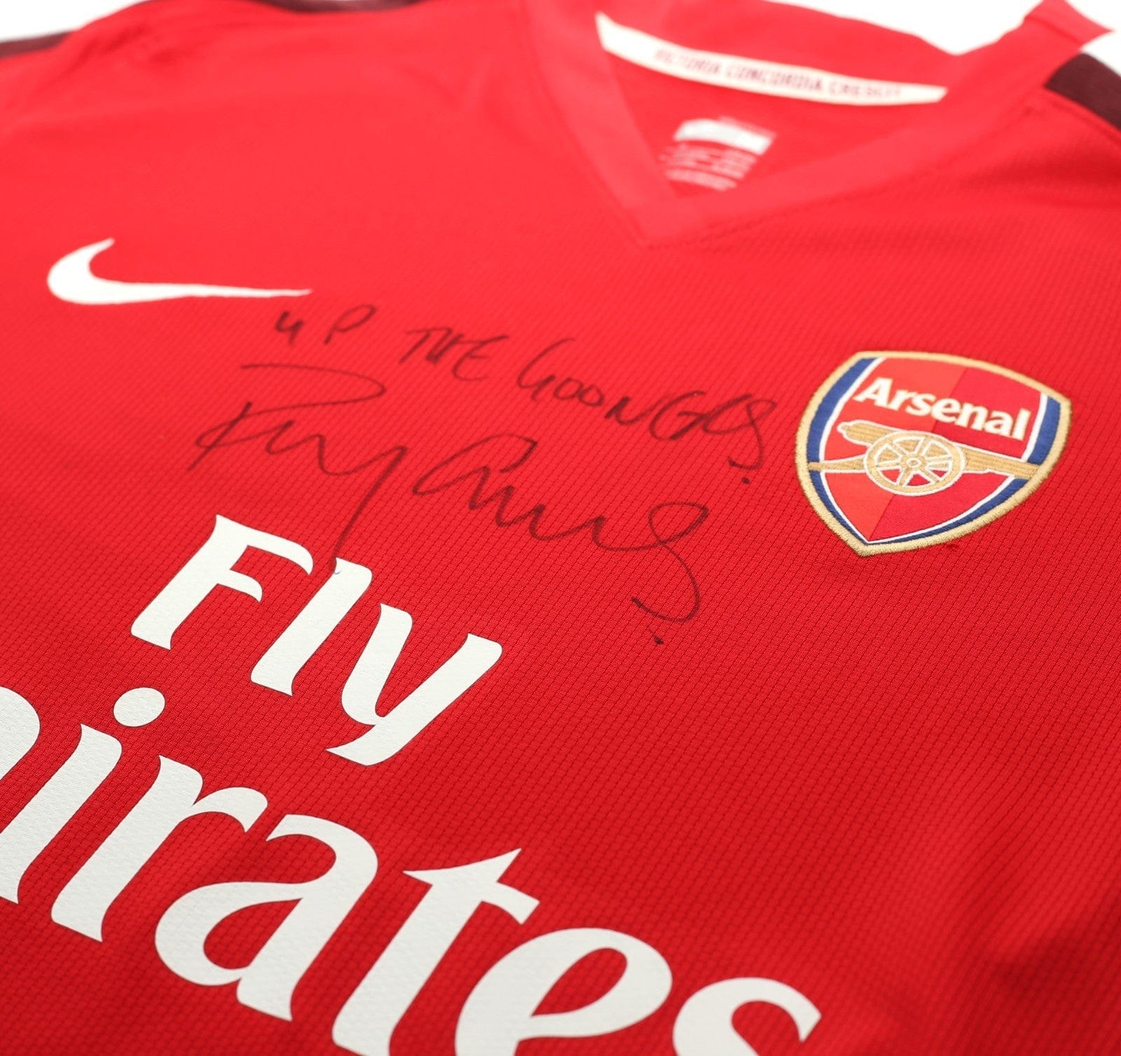 2008/10 ARSENAL Vintage Nike Home Football Shirt (M) SIGNED Perry Groves