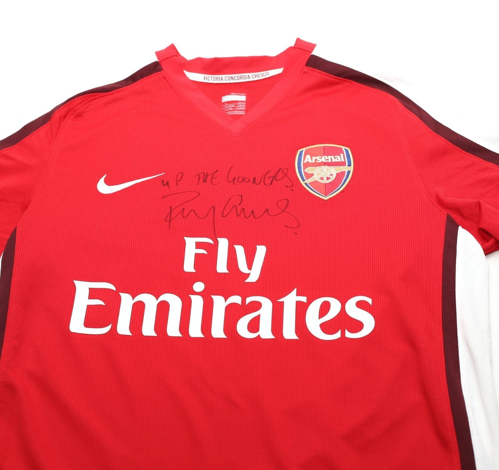 2008/10 ARSENAL Vintage Nike Home Football Shirt (M) SIGNED Perry Groves