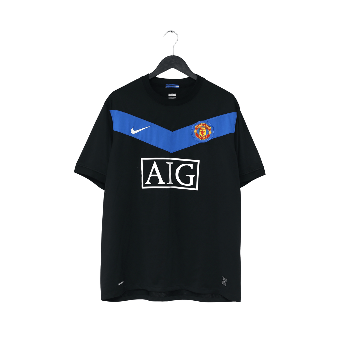 2009/10 Berbatov #9 Manchester United Nike away football shirt in black with blue chevron