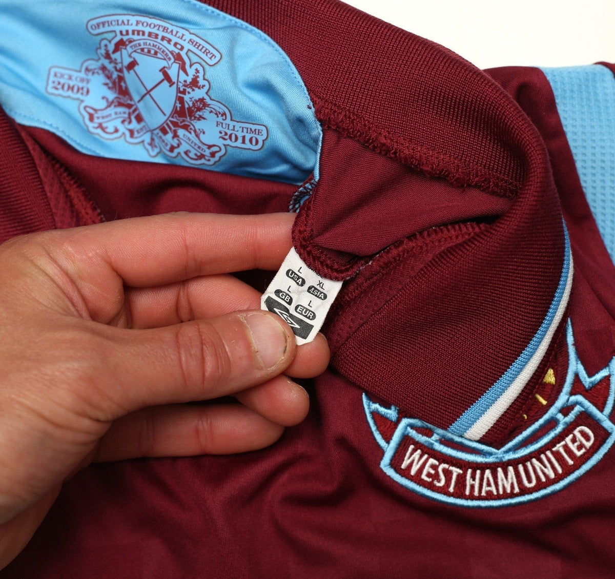 2009/10 DIAMANTI #32 West Ham Vintage Umbro Home Football Shirt (L)