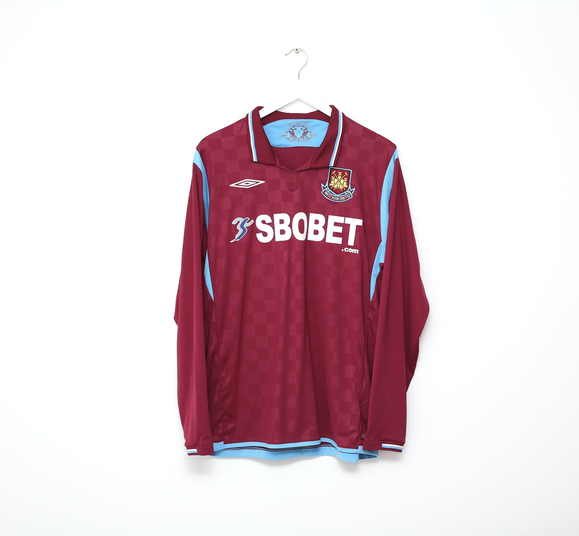 2009/10 DIAMANTI #32 West Ham Vintage Umbro Long Sleeve Football Shirt (L)