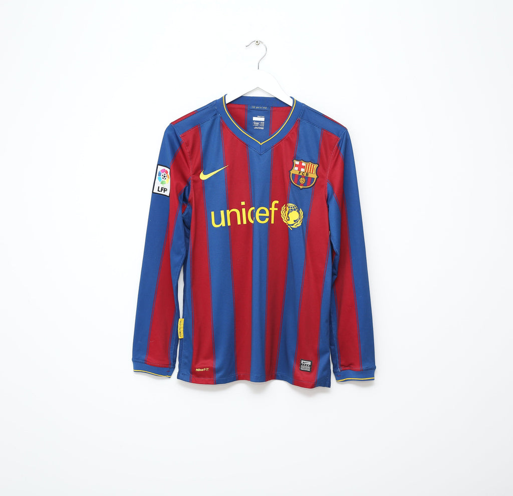 2009/10 MESSI #10 Barcelona Vintage Nike Long Sleeve Home Football Shirt (S)