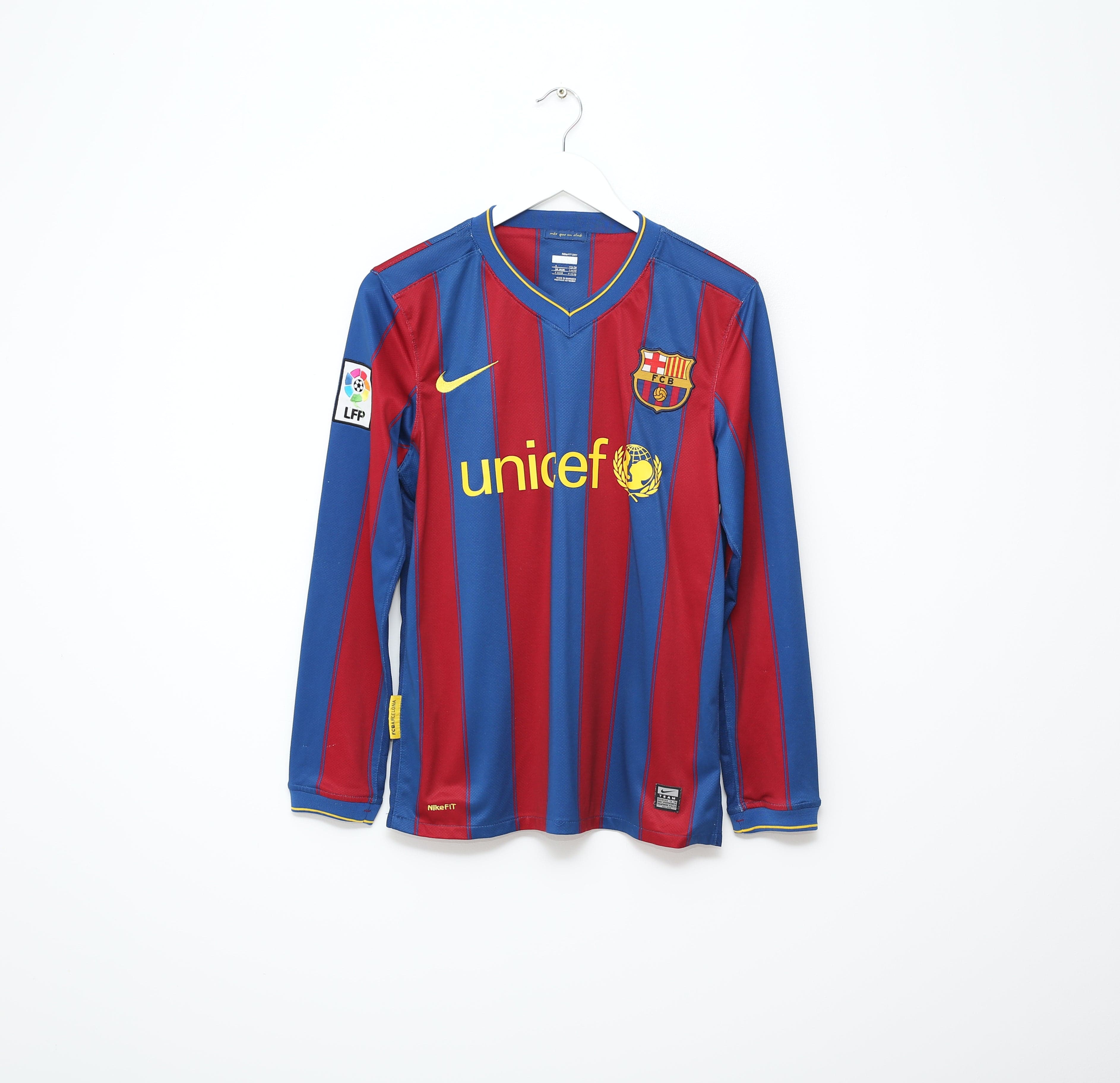 2009/10 MESSI #10 Barcelona Vintage Nike Long Sleeve Home Football Shirt (S)