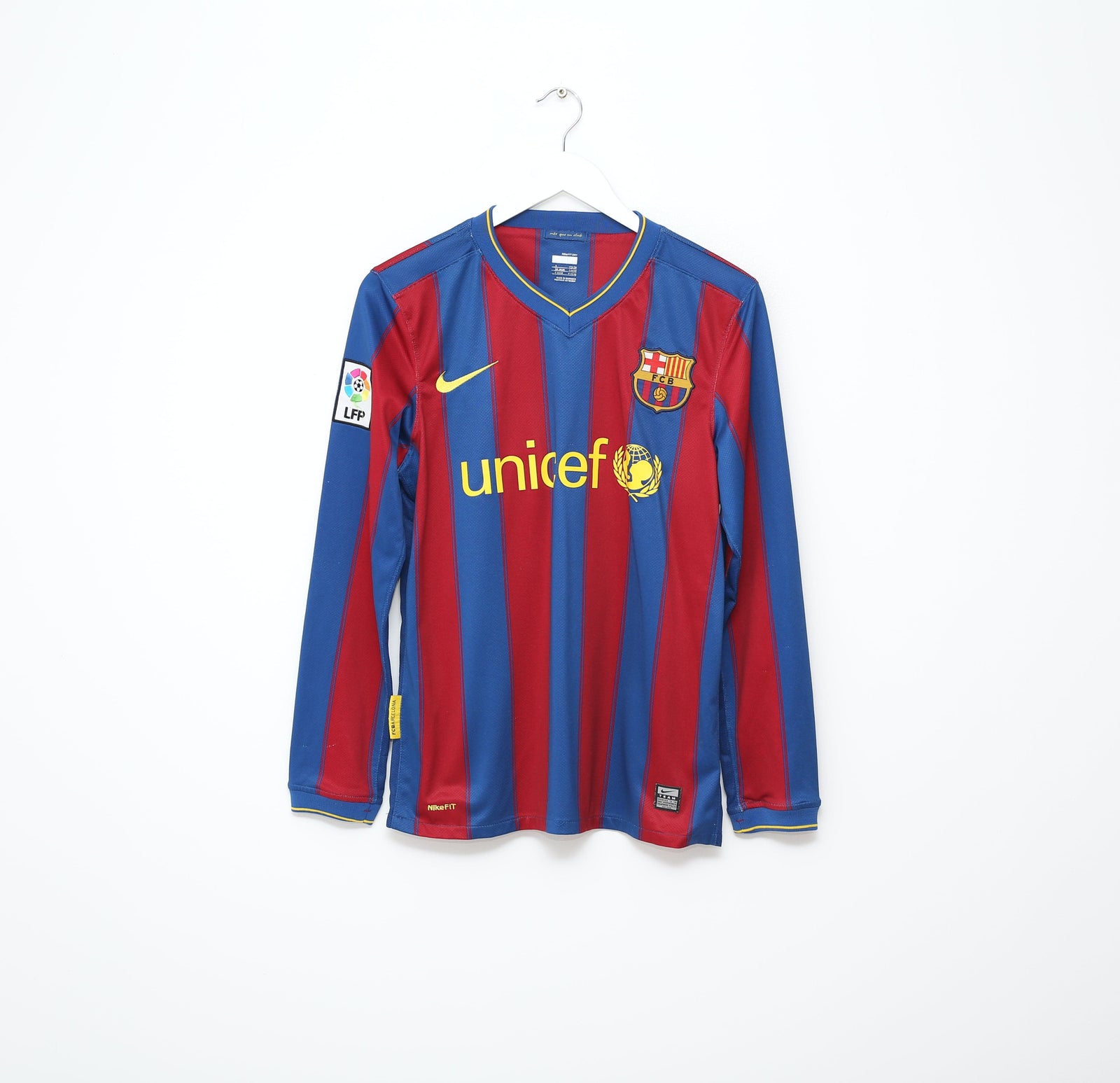 2009/10 MESSI #10 Barcelona Vintage Nike Long Sleeve Home Football Shirt (S)