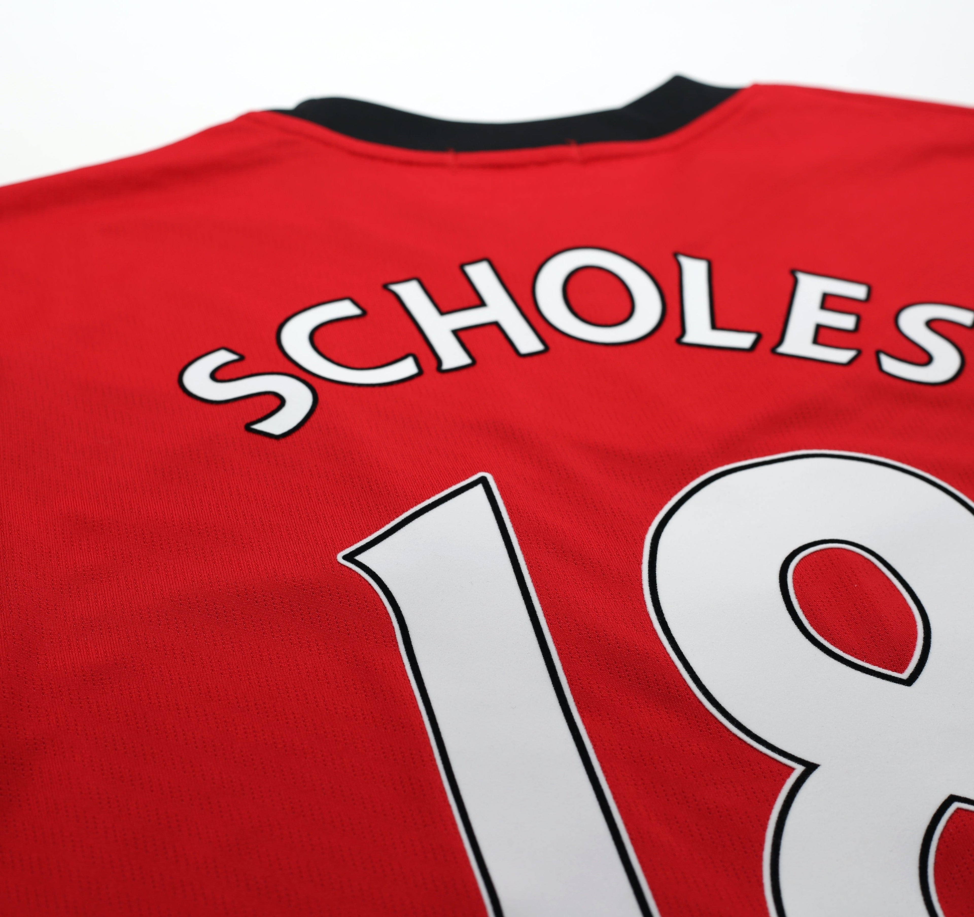 2009/10 SCHOLES #18 Manchester United Vintage Nike Home Football Shirt (L)