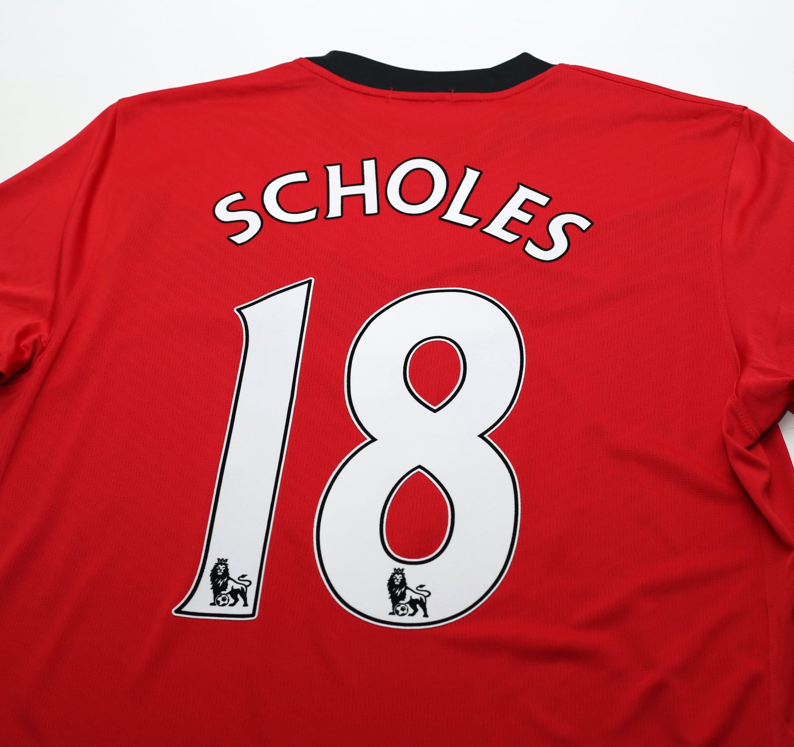 2009/10 SCHOLES #18 Manchester United Vintage Nike Home Football Shirt (L)