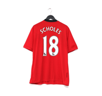 2009/10 SCHOLES #18 Manchester United Vintage Nike Home Football Shirt (XL)