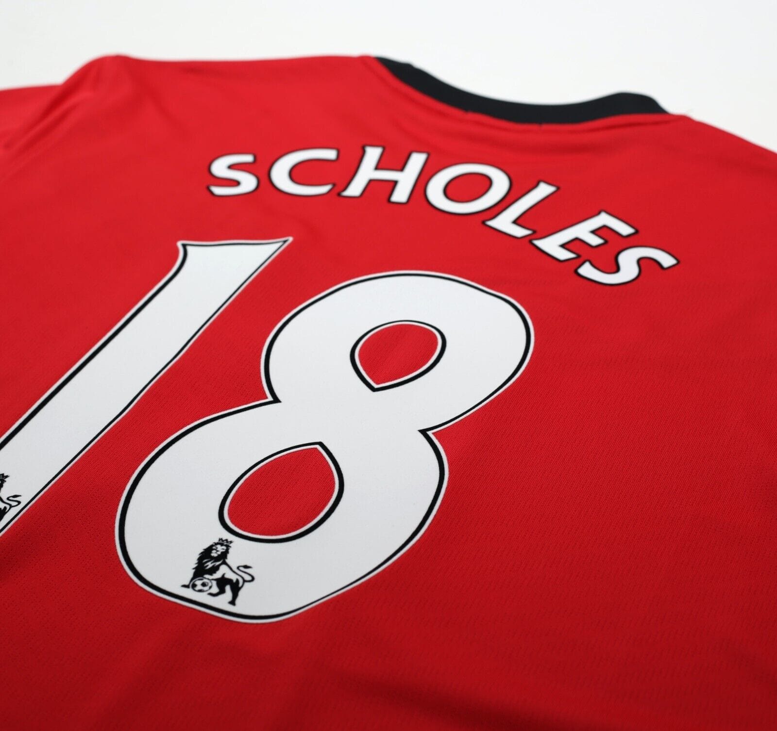 2009/10 SCHOLES #18 Manchester United Vintage Nike Home Football Shirt (XL)