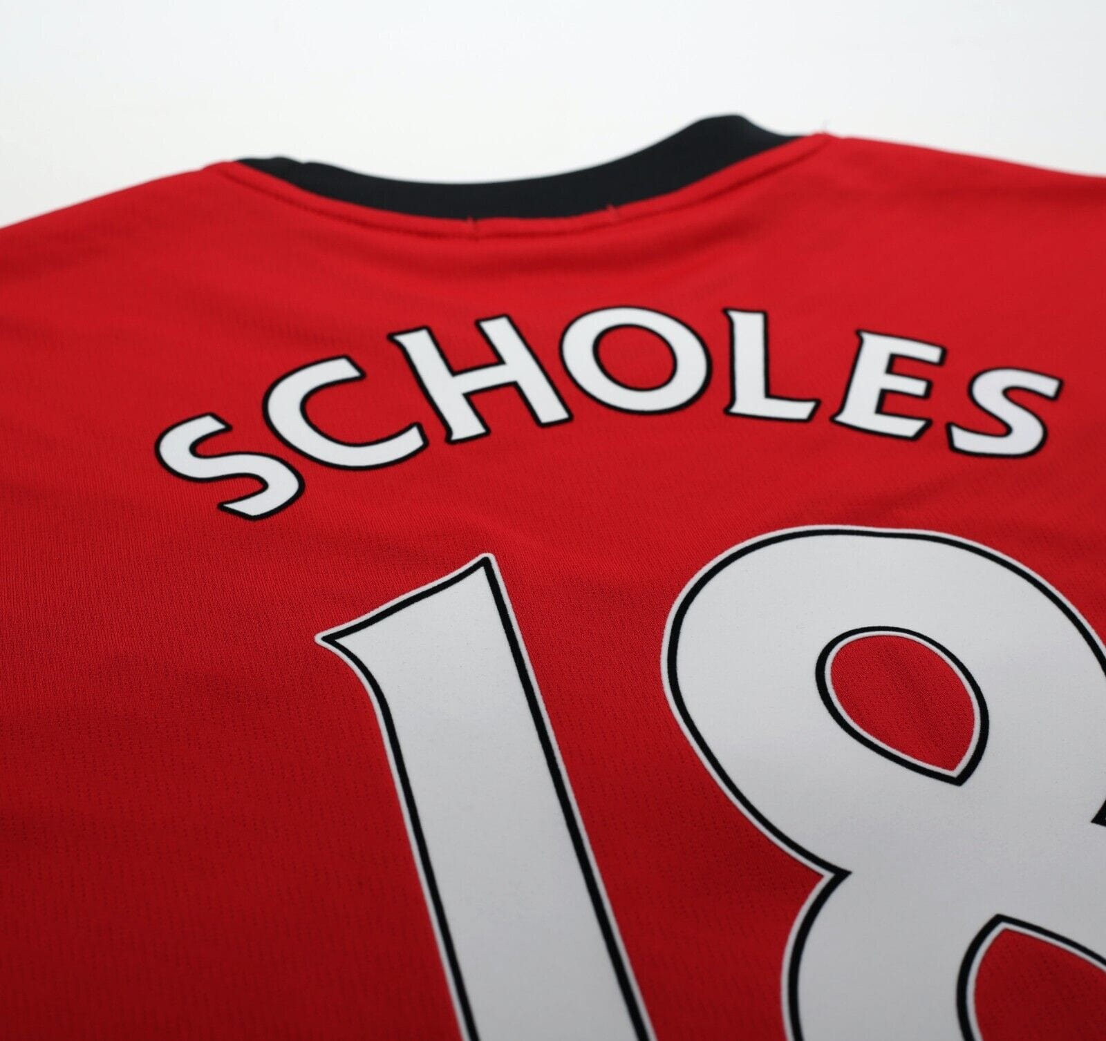 2009/10 SCHOLES #18 Manchester United Vintage Nike Home Football Shirt (XL)