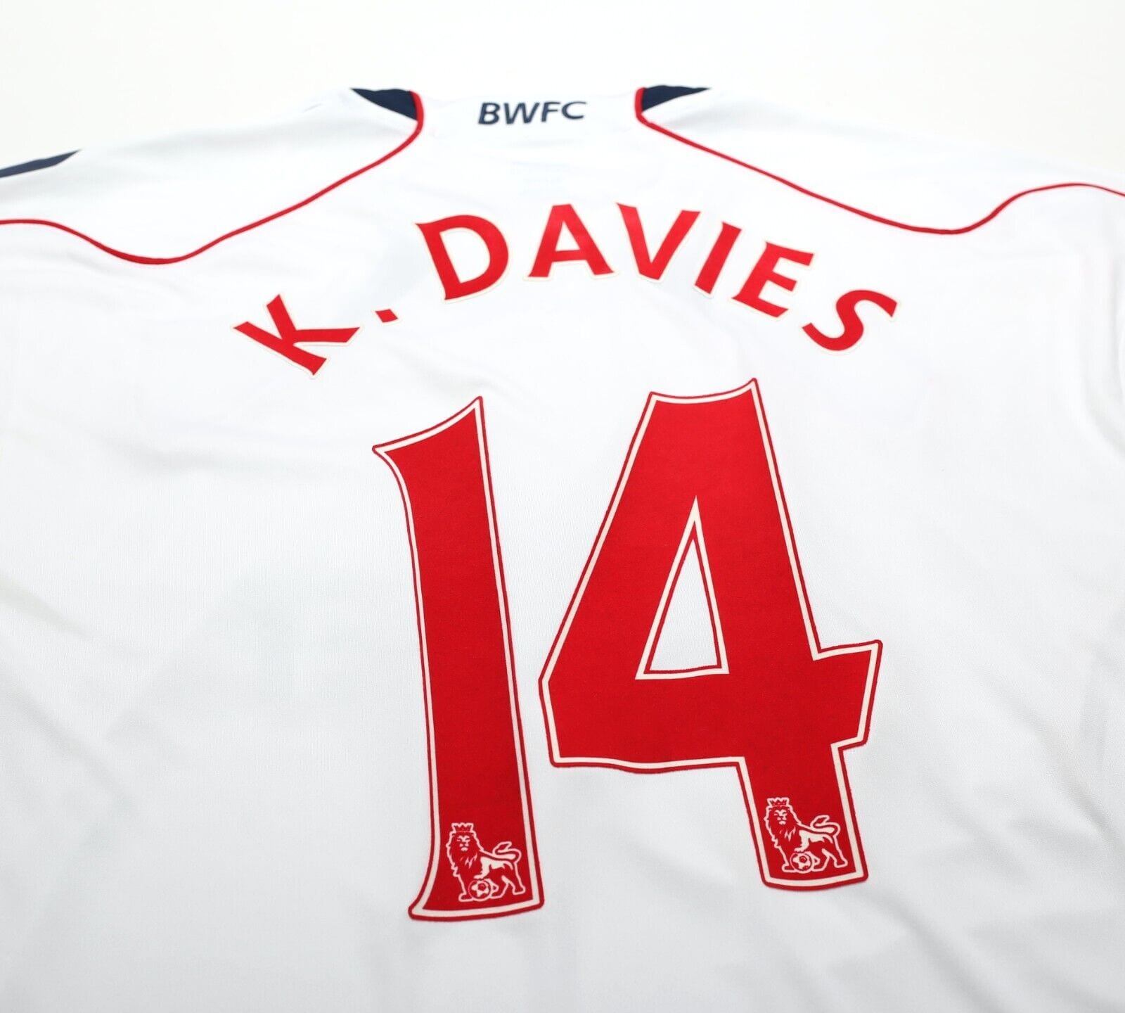 2010/11 K. DAVIES #14 Bolton Wanderers Vintage Reebok Home Football Shirt (M/L)