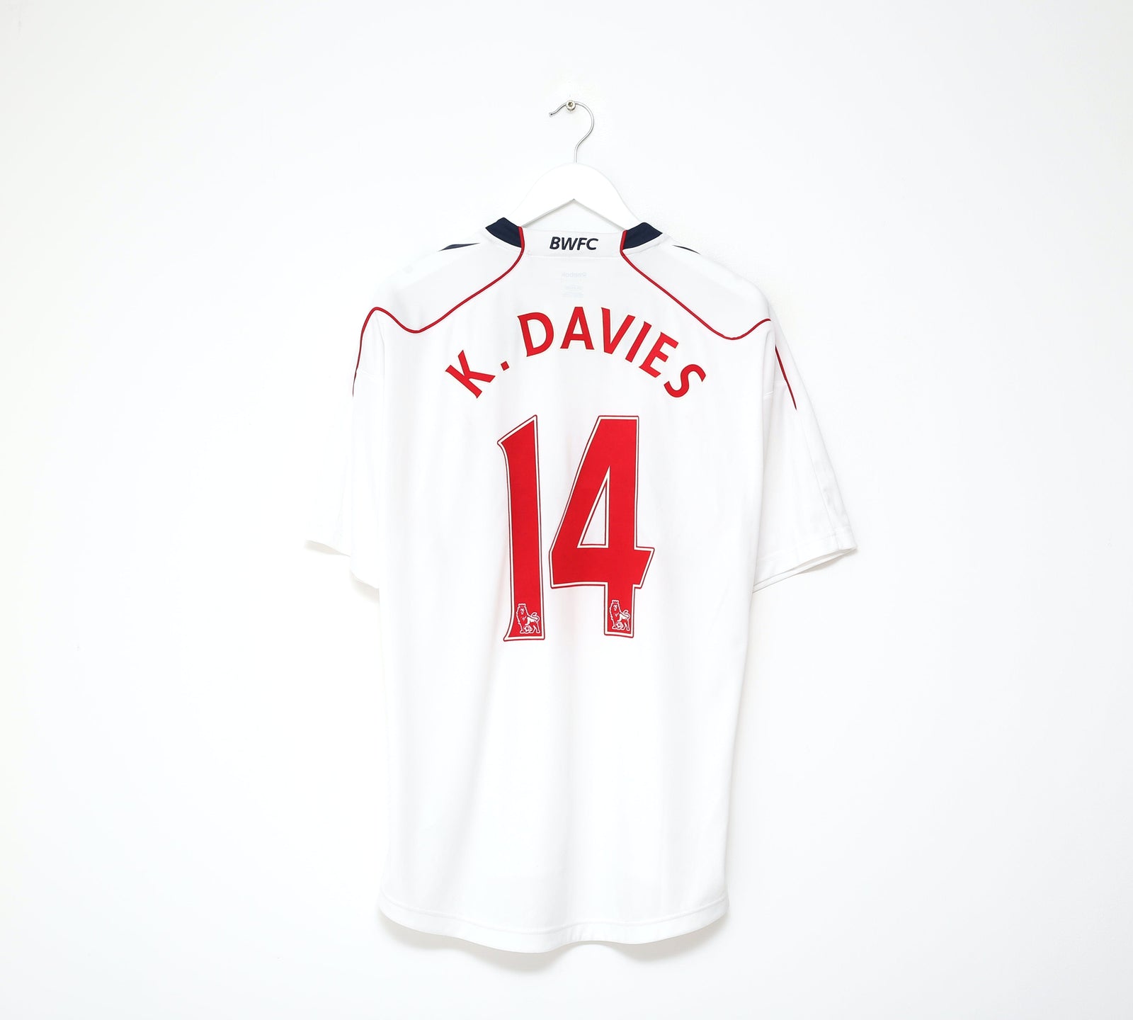 2010/11 K. DAVIES #14 Bolton Wanderers Vintage Reebok Home Football Shirt (M/L)