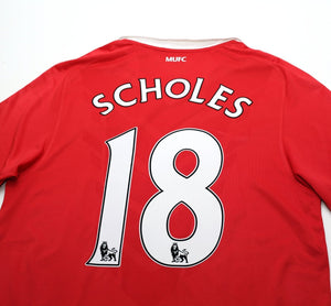 2010/11 SCHOLES #18 Manchester United Vintage Nike Home Football Shirt (M)