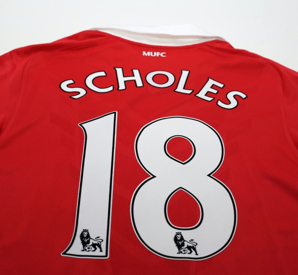 2010/11 SCHOLES #18 Manchester United Vintage Nike Home Football Shirt (M)