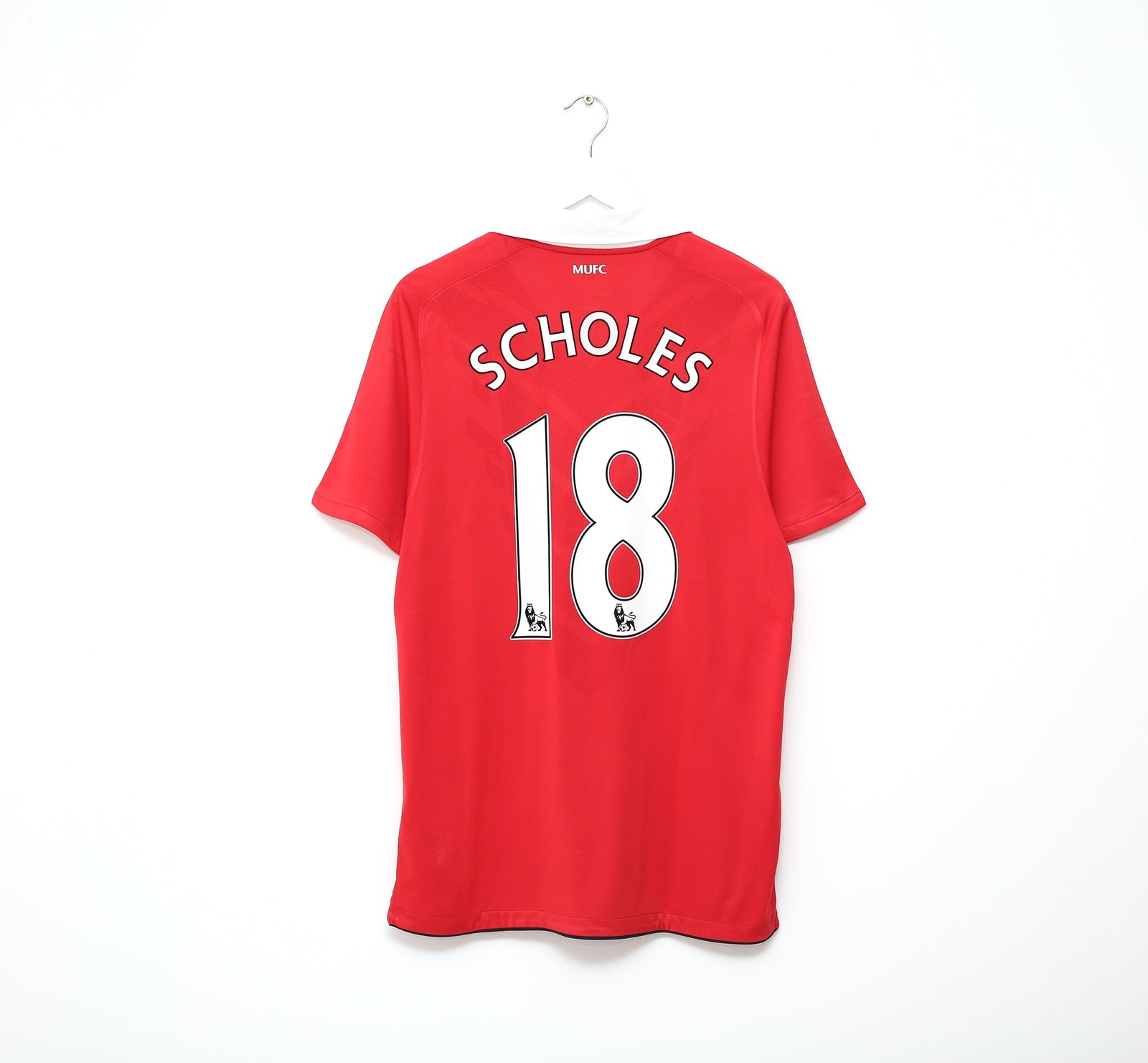 2010/11 SCHOLES #18 Manchester United Vintage Nike Home Football Shirt (M)
