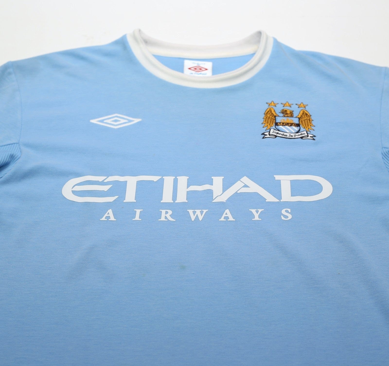 2010/11 TEVEZ #32 Manchester City Vintage Umbro Home Football Shirt (L) 44