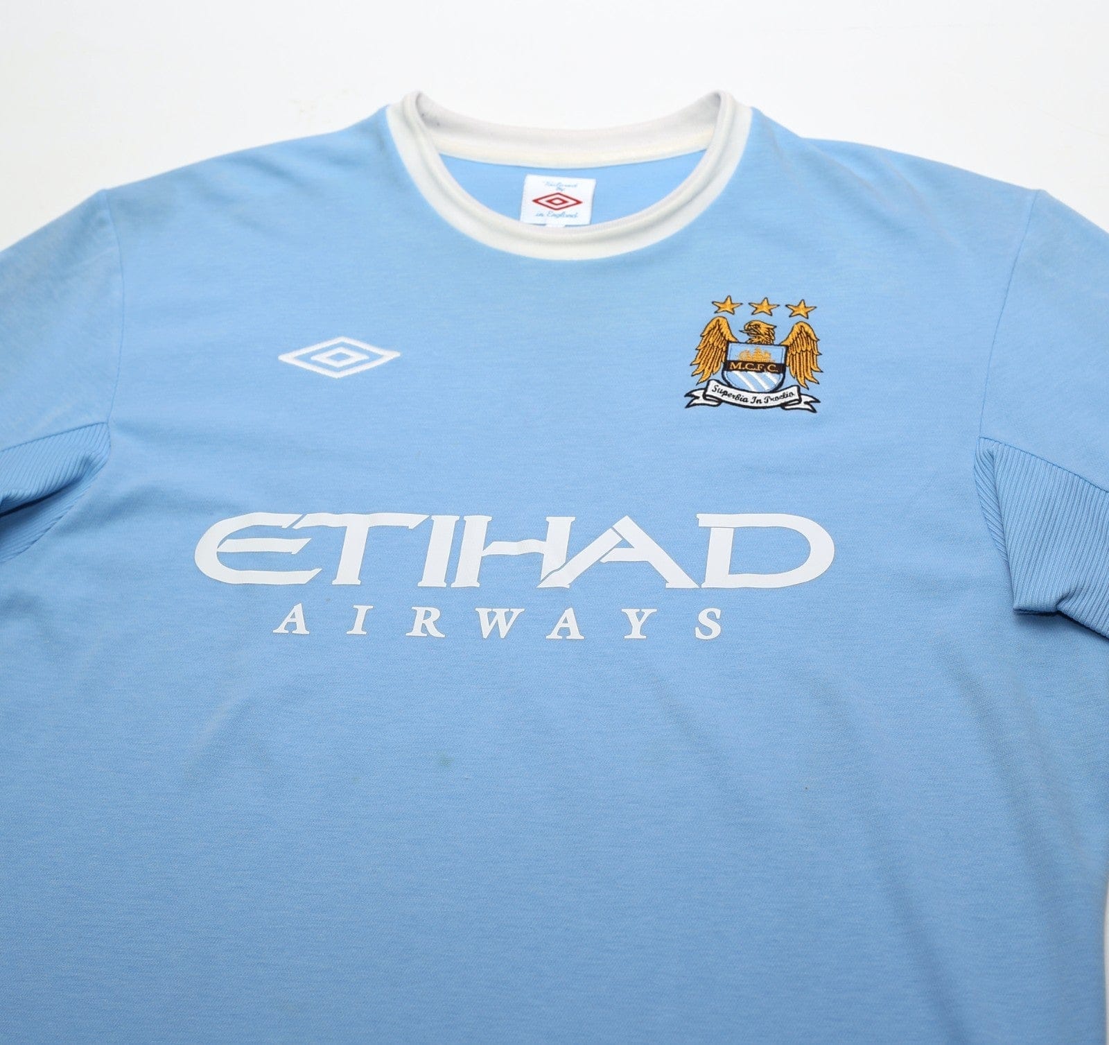 2010/11 TEVEZ #32 Manchester City Vintage Umbro Home Football Shirt (L) 44