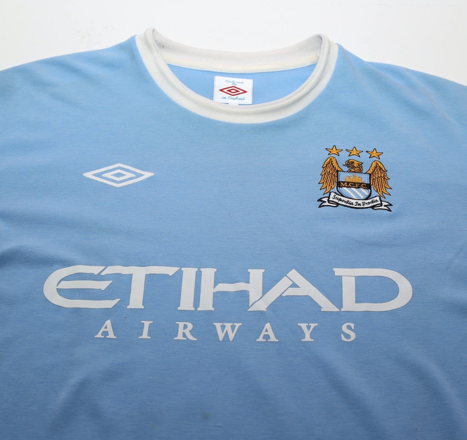 2010/11 TEVEZ #32 Manchester City Vintage Umbro Home Football Shirt (L) 44